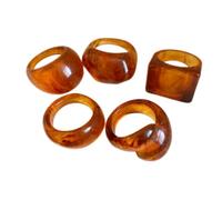 JENMAVJI Set da 5 pezzi Y2k in resina grossa colorata larga spessa cupola irregolare anello per nocche congiunzione impilabile acrilico geometrico quadrato esagerato per le donne gioielli estetici