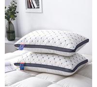 Jenmayt Cuscini 48 x 74 Set di 2,Cuscino in Piuma e Piumino,Fodera Puro Cotone,Imbottitura in piuma e piumino,traspiranti,Adatto per sdraiarsi sulla schiena, sul fianco o sulla pancia