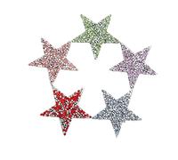 Jenngaoo 5Pezzi Toppe Termoadesive a Stella, Toppe Termoadesive Colorate da 6cm con Strass Glitterati, Appliques con Motivo a Stella Toppe Decorative per Riparazioni di Abbigliamento