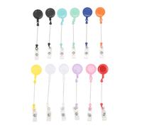 Jenngaoo Beadable Retractable Badge Reel Holder Clip, Plastic Iron 12pcs with Customization for School Hospital Teacher Student Nurse ID Name Tags Keys