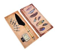 Jenngaoo Calligraphic Feather Pen Kit, Student Gift Metal Feather Pen Set with Nibs for Christmas Birthday Thanksgiving, Lightweight Writing Tool for Friends Colleagues Calligraphy (Nero)