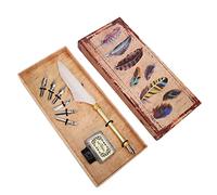 Jenngaoo Calligraphic Feather Pen Kit, Student Gift Metal Feather Pen Set with Nibs for Christmas Birthday Thanksgiving, Lightweight Writing Tool for Friends Colleagues Calligraphy (Bianco)