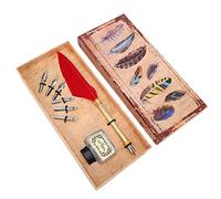 Jenngaoo Calligraphic Feather Pen Kit, Student Gift Metal Feather Pen Set with Nibs for Christmas Birthday Thanksgiving, Lightweight Writing Tool for Friends Colleagues Calligraphy (Rosso)