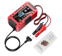 Jenngaoo Caricabatteria Automatico per Moto Auto 12V 6A con Display Digitale e Tecnologia di Desolfatazione in ABS per Batterie al Piombo Acido AGM GEL EFB LiFePO4 da 4AH a 120AH (EU Plug)