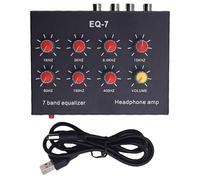 Jenngaoo Equalizzatore Audio Digitale 7 Bande 2 Canali, Regolazione Hi/Low 12dB con Presa 3.5mm Alimentazione DC 5-12V, Lega di Alluminio per Impianti Audio Auto