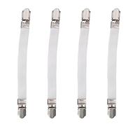 Jenngaoo Fascie Elastiche Incrociate per Lenzuola Materasso, 4 Pezzi con Clip di Plastica, di Fissaggio Regolabile per Angoli, Telo da Letto Sicuro e Durevole per Fissare L (Beyaz)