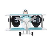 Jenngaoo Orologio a Fogli Meccanico ad Aereo Retro 12 Ore, Design Unico con Numeri Leggibili, Base Antiscivolo per Soggiorno Camera da Letto Studio Ufficio (Cielo blu)