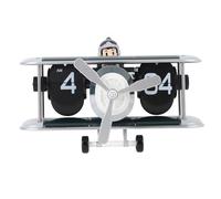 Jenngaoo Orologio a Fogli Meccanico ad Aereo Retro 12 Ore, Design Unico con Numeri Leggibili, Base Antiscivolo per Soggiorno Camera da Letto Studio Ufficio (Verde scuro)