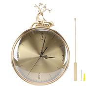 Jenngaoo Orologio a Pendolo, Movimento Silenzioso Design Moderno con Testa di Cervo Materiale in Rame Quadrante HD per Soggiorno Camera da Letto Decor