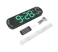 Jenngaoo Orologio da Parete Digitale con Telecomando, Display LED Grande Schermo, 8 Luci Regolabili, Multifunzione Sveglia Timer, Moderno Orologio Digitale per Soggiorno Camera da (Verde)