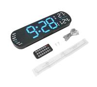 Jenngaoo Orologio da Parete Digitale con Telecomando, Display LED Grande Schermo, 8 Luci Regolabili, Multifunzione Sveglia Timer, Moderno Orologio Digitale per Soggiorno Camera da (Blu)