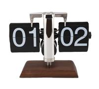 Jenngaoo Orologio da Tavolo Meccanico a Ribaltamento 24 Ore, Design Retrò Cifre Grandi Regolazione Manuale Base Antiscivolo per Soggiorno Camera da Letto Ufficio Decorazione Domest (Nero)