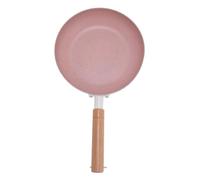 Jenngaoo Padella in Alluminio Antiaderente 20CM con Manico in Legno, Padella per da Campeggio Cottura alla Griglia Ideale per Uso Domestico Piccolo o Singolo