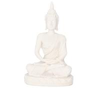 Jenngaoo Statua di Buddha in Meditazione, Buddha Seduto Statuetta Intagliata Artigianato in Arenaria Statua di Buddha per Decorazione Domestica Ornamento da Tavola 11 cm / 4,3 Pollici(Bianca)