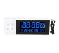 Jenngaoo Sveglia Digitale Multifunzionale con Display LED, Sensore Temperatura Umidità, Radio FM, Luce Notturna, USB, 6 Allarmi, 7 Colori Retroilluminazione, Formato 12/24 Ore per (Bianco)