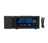 Jenngaoo Sveglia Digitale Multifunzionale con Display LED, Sensore Temperatura Umidità, Radio FM, Luce Notturna, USB, 6 Allarmi, 7 Colori Retroilluminazione, Formato 12/24 Ore per (Nero)