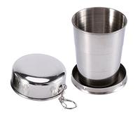 Jenngaoo Tazza Pieghevole in Acciaio Inossidabile con Cappuccio Protettivo, Tazza da Campeggio Portatile da Viaggio Aperto, Coppa Pieghevole Smontabile con Portachiavi