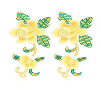 Jenngaoo Toppe da cucire a mano decorative fiori ricamati in cotone per fai da te, 2 pezzi toppe per vestiti borse scrapbooking decorazioni artigianato (Gialla)