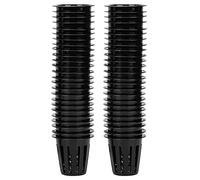 Jenngaoo Vasi da vivaio da 50 pezzi, tazza da giardino in plastica con rete a fessura per piante, cesto idroponico che pianta vivaio coltiva forniture(Black)