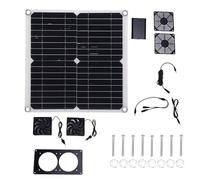 Jenngaoo Ventilatore Solare Doppio da 12W 18V, Kit di Ventilazione per Serre e Pollai con Pannello Monocristallino, Portata 43.4Cfm per Piccoli Spazi Esterni