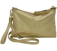 JENNIFER JONES - Borsa a tracolla da donna piccola, Tasca da polso Pochette 2in1, tracolla removibile, Design in oro