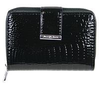 JENNIFER JONES - Portafoglio donna, vera pelle Effetto coccodrillo con protezione RFID Molti scomparti (A/Nero)