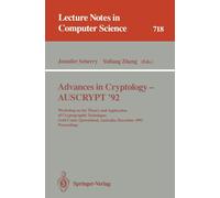 Jennifer Seberr Advances in Cryptology - AUSCRYPT '92: Workshop on t (Tascabile)
