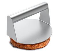JENNY FRIDA Pressa per hamburger in acciaio inox, 14 cm, antiaderente, liscia, con fondo piatto senza creste, perfetta per cucinare la piastra superiore