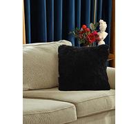 Jenny Sesal- 2 Federe Cuscino Fluffy 45X45cm in Ecopelliccia di pile con cerniera. Disponibili in diversi colori. (Nero)