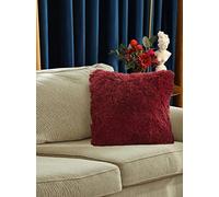 Jenny Sesal- 2 Federe Cuscino Fluffy 45X45cm in Ecopelliccia di pile con cerniera. Disponibili in diversi colori. (Bordeaux)