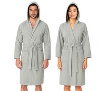 Jenny Sesal Accappatoio in microfibra con cappuccio e cintura Uomo/Donna confezione salvaspazio (M, Grigio)