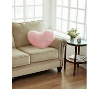 Jenny Sesal-Cuscino Fluffy a forma di cuore in Ecopelliccia di pile imbottito. Disponibile in diversi colori. (Cipria)