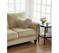 Jenny Sesal-Cuscino Fluffy a forma di cuore in Ecopelliccia di pile imbottito. Disponibile in diversi colori. (Lino)