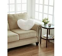 Jenny Sesal-Cuscino Fluffy a forma di cuore in Ecopelliccia di pile imbottito. Disponibile in diversi colori. (Beige)