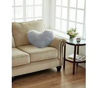 Jenny Sesal-Cuscino Fluffy a forma di cuore in Ecopelliccia di pile imbottito. Disponibile in diversi colori. (Grigio Perla)