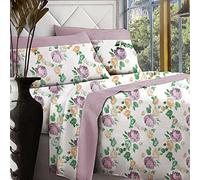 Jenny Sesal Elegante set di lenzuola letto Ginevra Flowers - Made in Italy - completo Matrimoniale, Singolo e Una piazza e mezza (Singolo, Cipria)