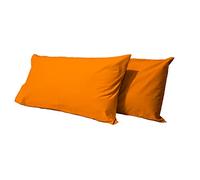 Jenny Sesal - Federe in Cotone Tinta Unita - Confezione da 2 con Chiusura a Busta - Morbidissime e Piacevoli al tatto - Dimensioni Perfette - 100% Puro Cotone (Arancio)