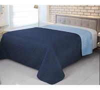 Jenny Sesal LARA trapuntino copriletto primaverile/estivo in tinta unita, double face disponibile singolo, matrimoniale e piazza e mezza (Blu, Singolo)