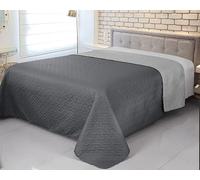 Jenny Sesal LARA trapuntino copriletto primaverile/estivo in tinta unita, double face disponibile singolo, matrimoniale e piazza e mezza (Grigio, Singolo)