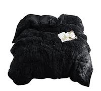 Jenny Sesal Piumone Matrimoniale Invernale Fluffy - Colore NERO - Trapunta Anallergica traspirante 100% Microfibra by Eco-pelliccia di Pile - avvolgente e caldissima per l’inverno