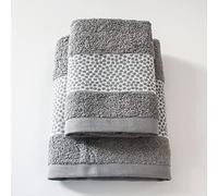 Jenny Sesal Set 1+1 Asciugamani Miriam con Balza in Jacquard, Set di due asciugamani da bagno Viso e Ospite misure: Viso: 50x100 cm. Ospite 38x58 cm. Morbidi al tatto (Grigio Scuro)