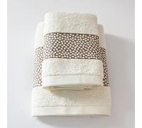 Jenny Sesal Set 1+1 Asciugamani Miriam con Balza in Jacquard, Set di due asciugamani da bagno Viso e Ospite misure: Viso: 50x100 cm. Ospite 38x58 cm. Morbidi al tatto (Panna)