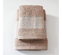 Jenny Sesal Set 1+1 Asciugamani Miriam con Balza in Jacquard, Set di due asciugamani da bagno Viso e Ospite misure: Viso: 50x100 cm. Ospite 38x58 cm. Morbidi al tatto (Cipria)