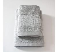 Jenny Sesal Set 1+1 Asciugamani Miriam con Balza in Jacquard, Set di due asciugamani da bagno Viso e Ospite misure: Viso: 50x100 cm. Ospite 38x58 cm. Cotone, morbide al tatto (Grigio Chiaro)