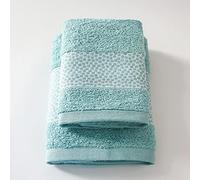 Jenny Sesal Set 1+1 Asciugamani Miriam con Balza in Jacquard, Set di due asciugamani da bagno Viso e Ospite misure: Viso: 50x100 cm. Ospite 38x58 cm. Morbidi al tatto (Verdino)