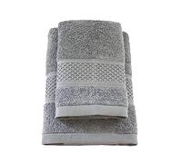 Jenny Sesal Set Asciugamani THE COLORS, Set di due asciugamani da bagno Viso e Ospite GRIGIO SCURO Spugna di alta qualità proveniente da Portogallo. Viso: 50x100 cm. Ospite 38x58 cm.