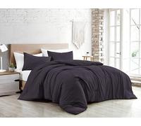 Jenny Sesal Set copripiumino letto - tinta unita - Made in Italy - in Misto Cotone Matrimoniale - singolo - Una Piazza e Mezzo - Set Copripiumino + Federe (Grigio Antracite, Una piazza e mezzo)