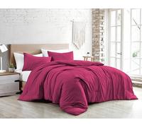 Jenny Sesal Set copripiumino letto - tinta unita - Made in Italy Matrimoniale - singolo - Una Piazza e Mezzo - Set Copripiumino + Federe (Fucsia, Singolo)