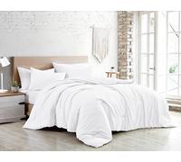 Jenny Sesal Set copripiumino letto - tinta unita - Made in Italy Matrimoniale - singolo - Una Piazza e Mezzo - Set Copripiumino + Federe (Bianco, Una piazza e mezzo)