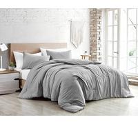 Jenny Sesal Set copripiumino letto - tinta unita - Made in Italy Matrimoniale - singolo - Una Piazza e Mezzo - Set Copripiumino + Federe (Grigio Chiaro, Matrimoniale)